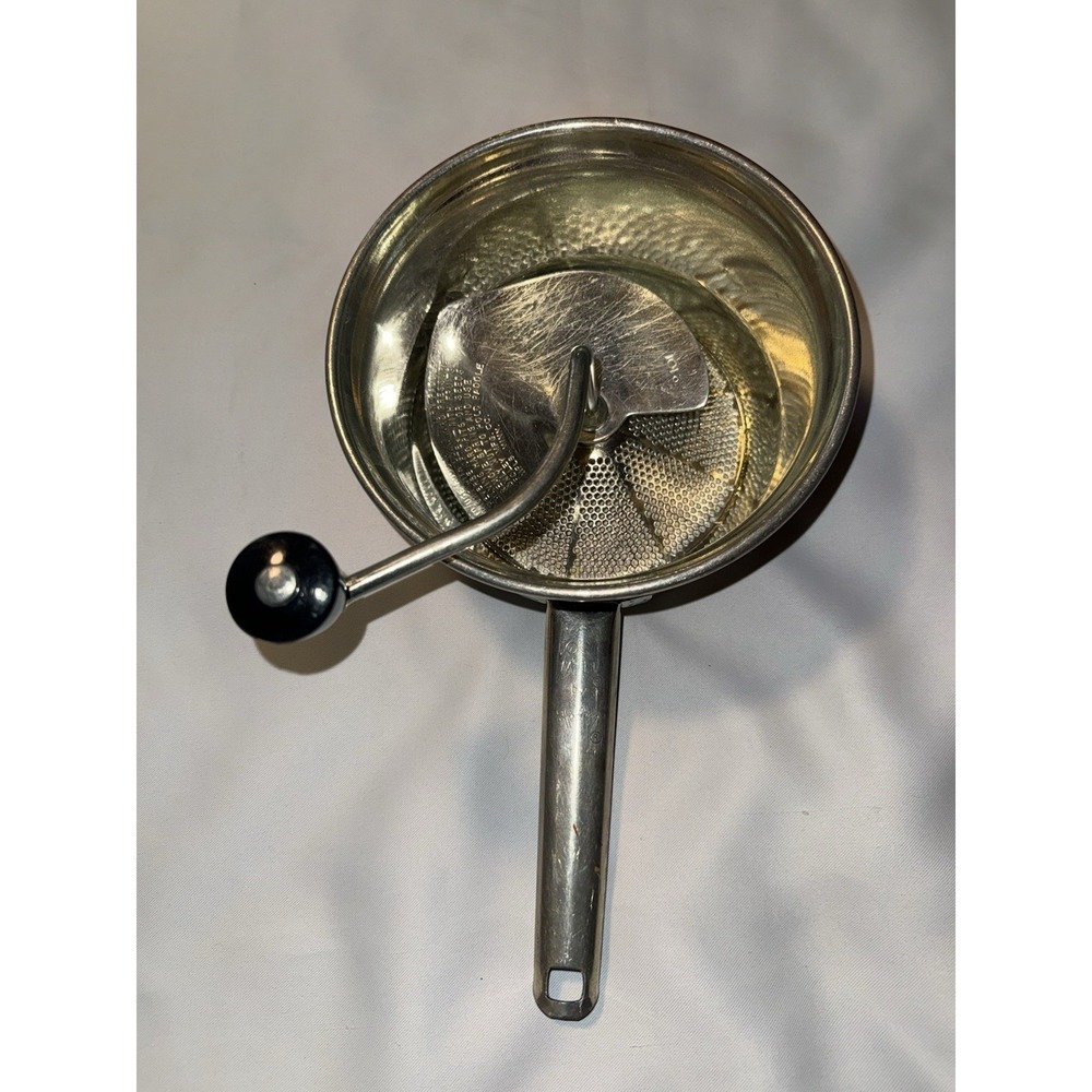 Vintage Foley Food Mill 101 Stainless Steel 2 Quart Hand Crank Strainer Grinder